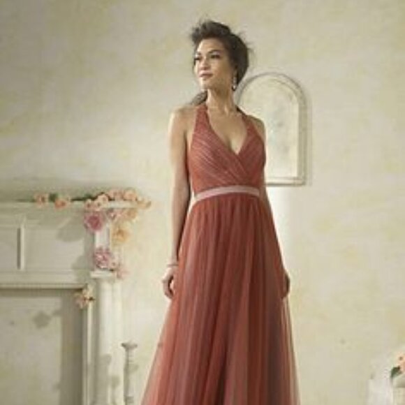 Size 6 Knee-Length Bridesmaid Burnt Orange Persismmon Rust Cayenne Vintage - Picture 1 of 9